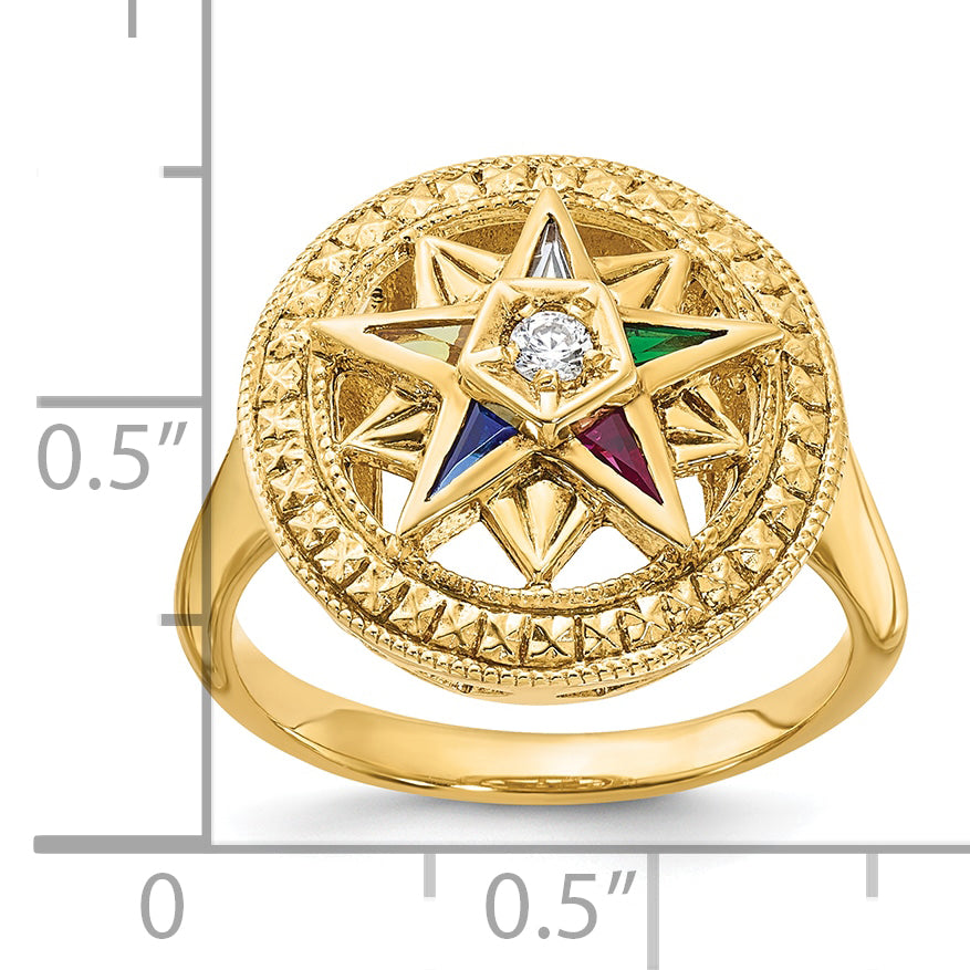 14k Women's Polished and Textured Eastern Star Masonic Ring Mounting, Mounting Only - Sophia Jewelers