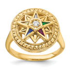 14k Women's Polished and Textured Eastern Star Masonic Ring Mounting, Mounting Only - Sophia Jewelers