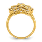 10k Women's Polished Multi-color CZ and A Quality Diamond Eastern Star Masonic Ring