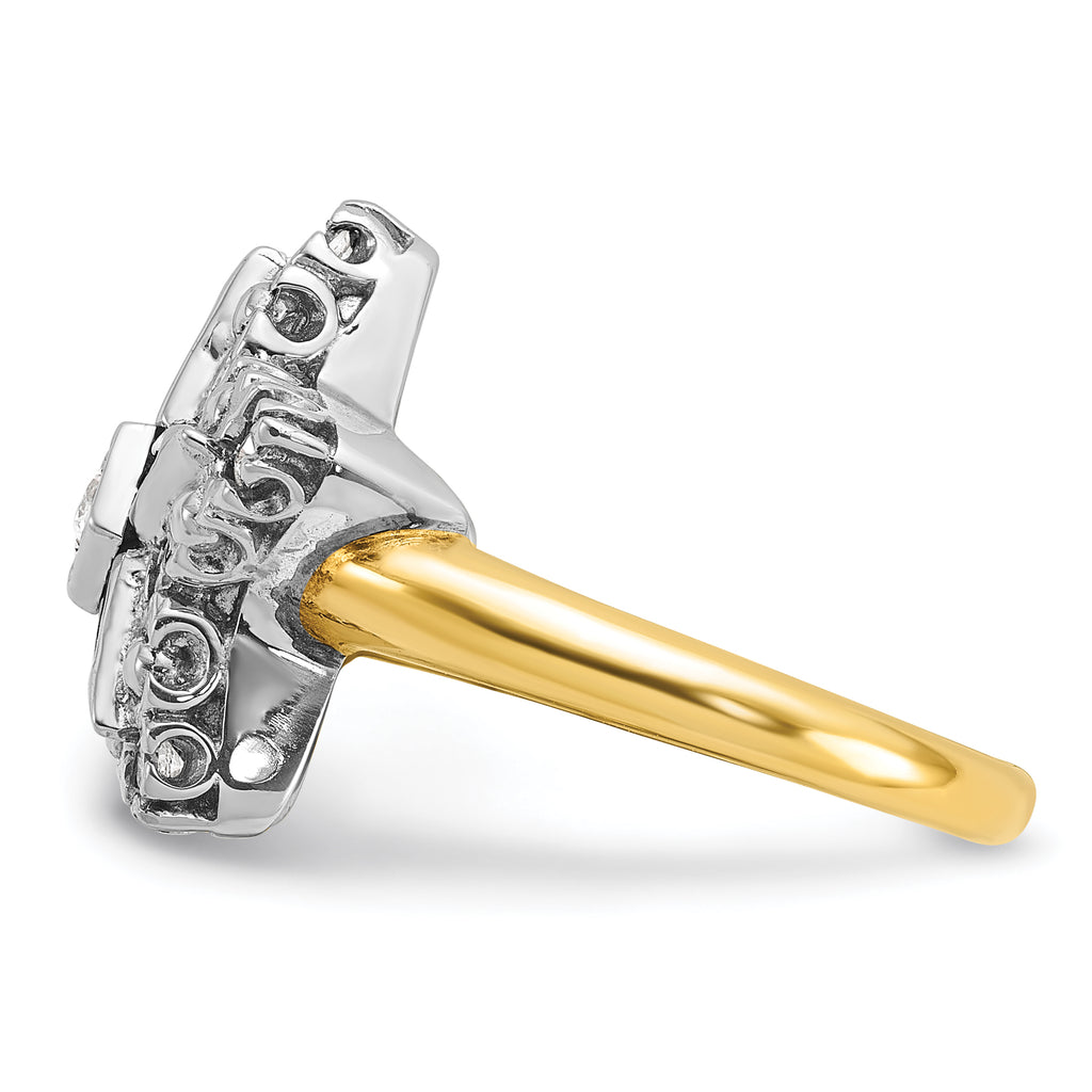 14k Two-tone Women's Polished and Beaded Eastern Star Masonic Ring Mounting, Mounting Only - Sophia Jewelers