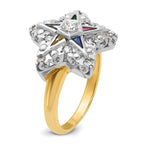 14k Two-tone Women's Polished and Beaded Eastern Star Masonic Ring Mounting, Mounting Only - Sophia Jewelers