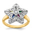 14k Two-tone Women's Polished and Beaded with Multi-color CZ and Diamond Eastern Star Masonic Ring - Sophia Jewelers