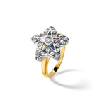 14k Two-tone Women's Polished and Beaded Eastern Star Masonic Ring Mounting, Mounting Only - Sophia Jewelers