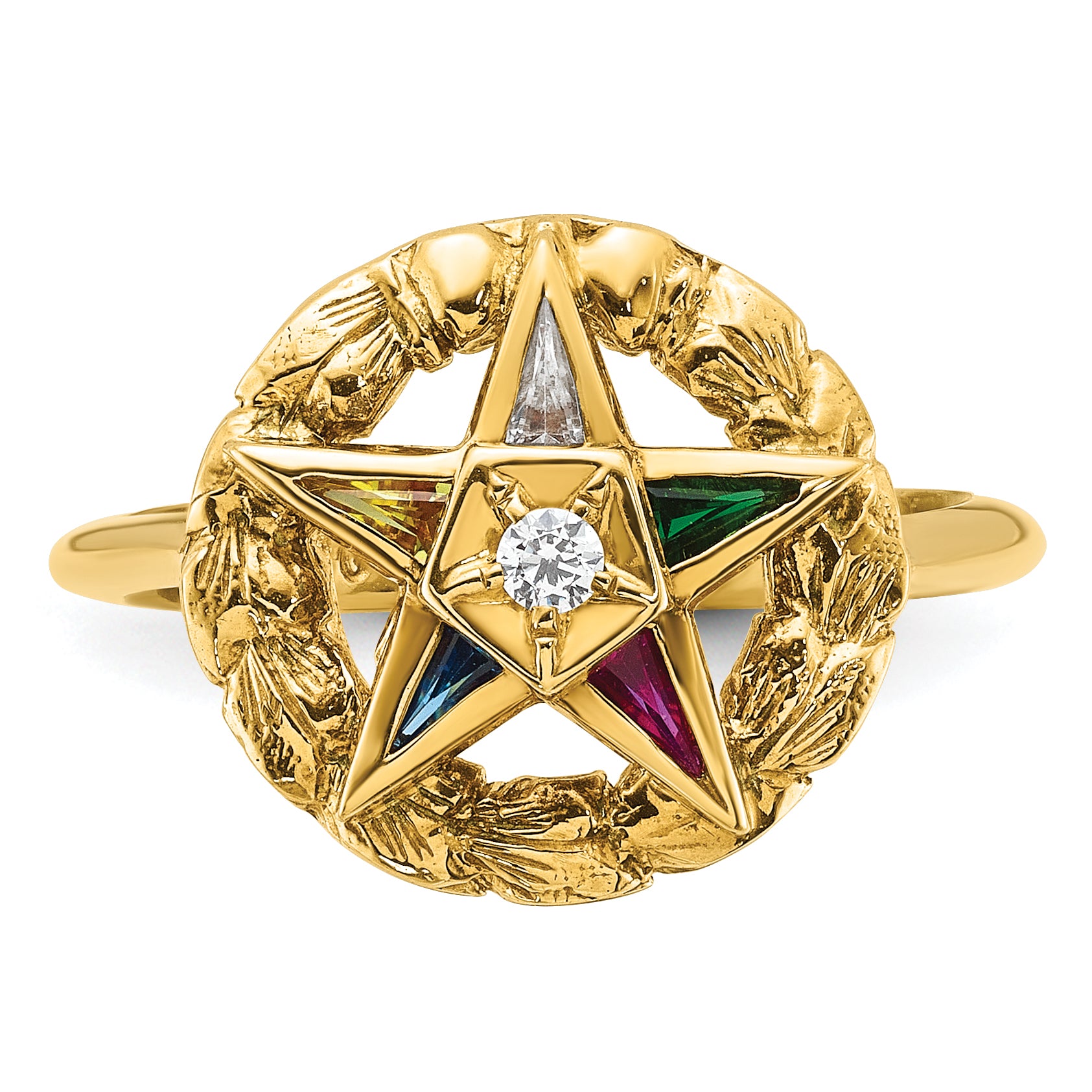 14k Women's Polished and Textured Eastern Star Masonic Ring Mounting, Mounting Only - Sophia Jewelers