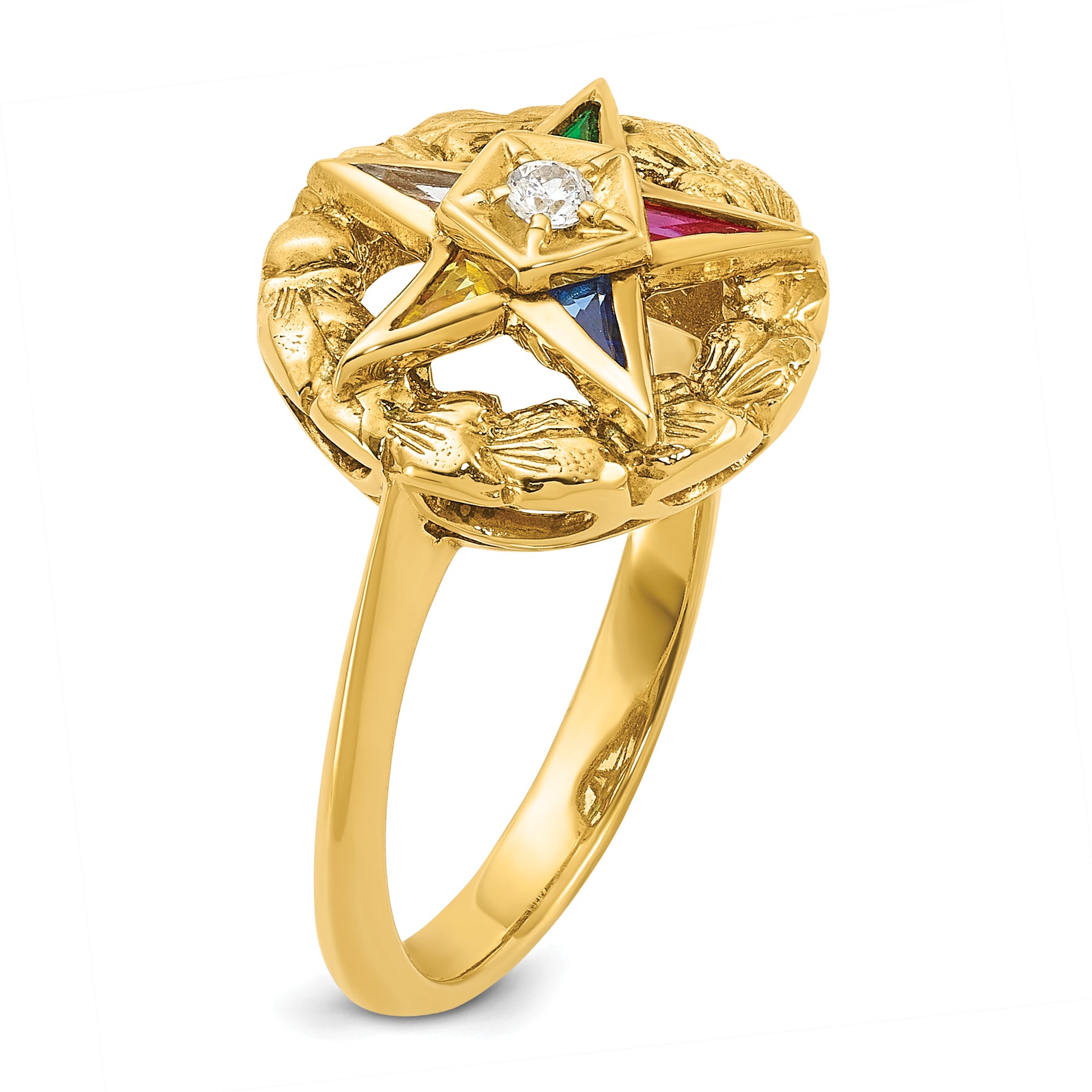 14k Women's Polished and Textured Eastern Star Masonic Ring Mounting, Mounting Only - Sophia Jewelers