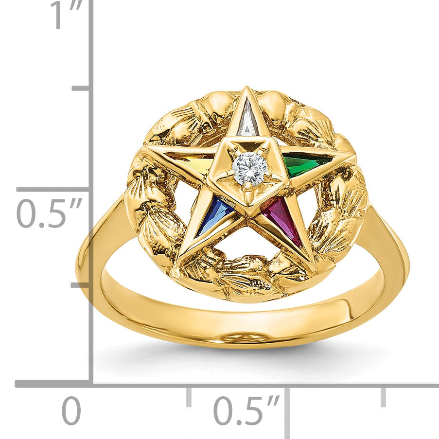 14k Women's Polished and Textured Eastern Star Masonic Ring Mounting, Mounting Only - Sophia Jewelers