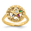 14k Women's Polished and Textured Eastern Star Masonic Ring Mounting, Mounting Only - Sophia Jewelers