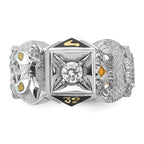 14k Two-tone Men's Polished and Textured Double Eagle Masonic Shriner's Ring Mounting, Mounting Only - Sophia Jewelers