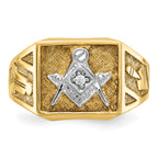 14k Men's Polished and Textured Blue Lodge Master Masonic Ring Mounting, Mounting Only - Sophia Jewelers
