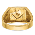 14k Men's Polished and Textured Blue Lodge Master Masonic Ring Mounting, Mounting Only - Sophia Jewelers