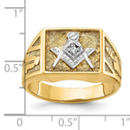 14k Men's Polished and Textured Blue Lodge Master Masonic Ring Mounting, Mounting Only - Sophia Jewelers