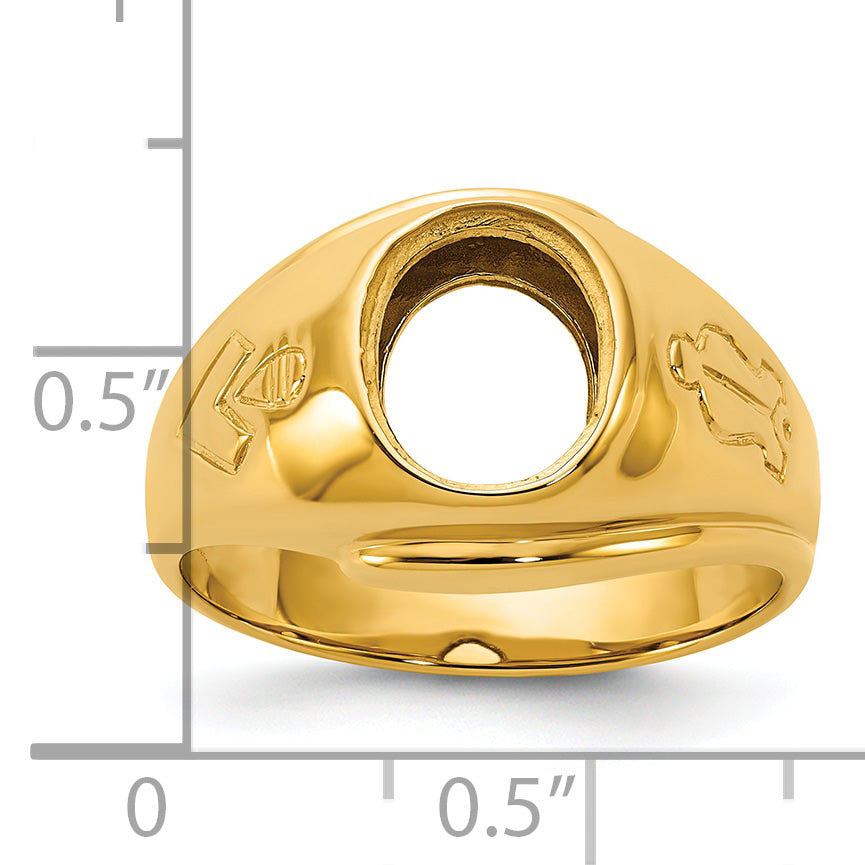 14k Men's Polished and Grooved Blue Lodge Master Masonic Ring Mounting, Mounting Only - Sophia Jewelers