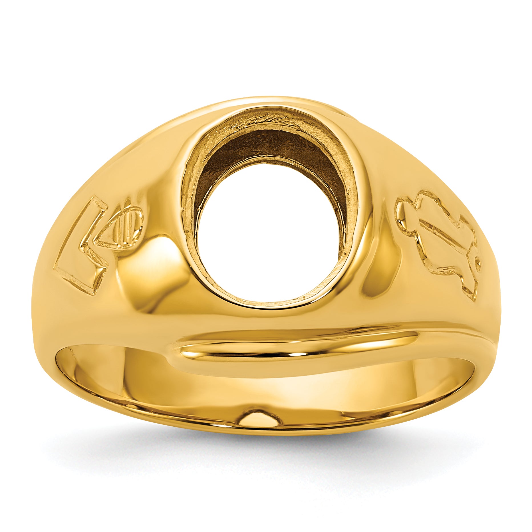 14k Men's Polished and Grooved Blue Lodge Master Masonic Ring Mounting, Mounting Only - Sophia Jewelers Main image