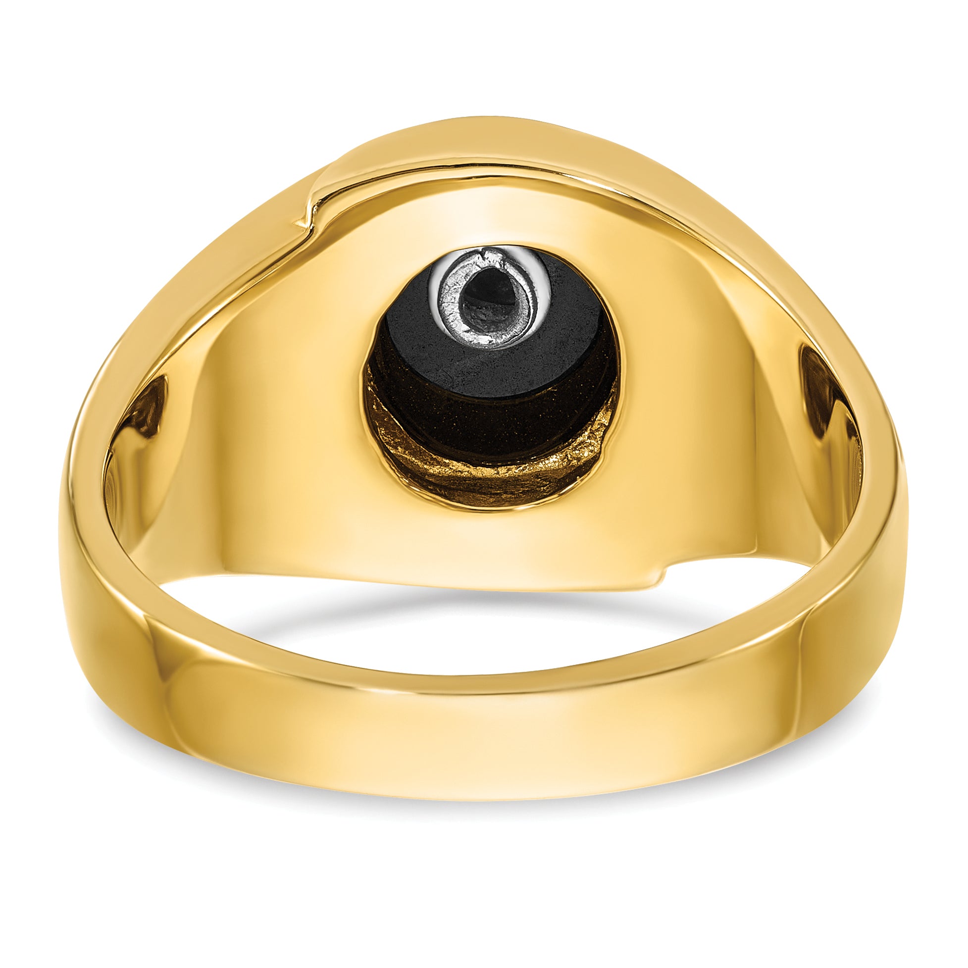 14k Men's Polished and Grooved with Oval Onyx Blue Lodge Master Masonic Ring - Sophia Jewelers