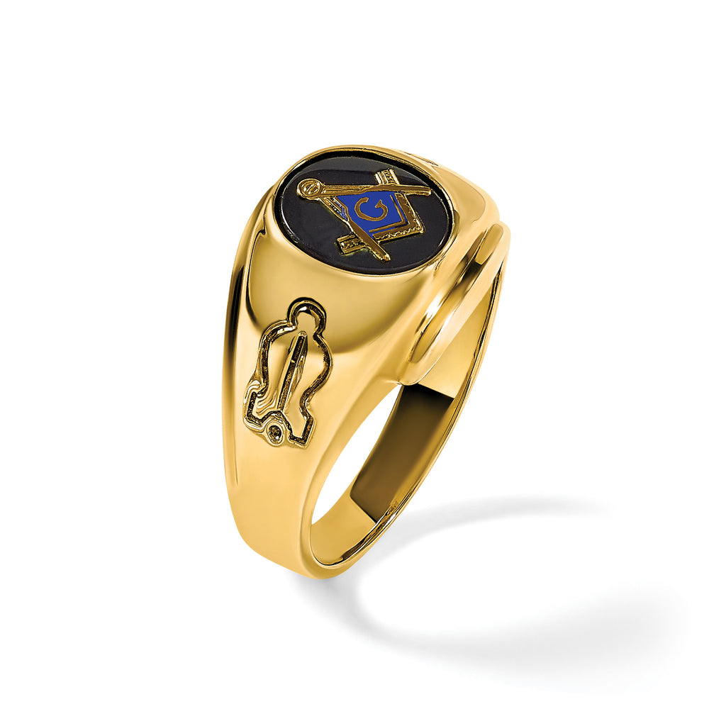 14k Men's Polished and Grooved Blue Lodge Master Masonic Ring Mounting, Mounting Only - Sophia Jewelers
