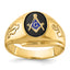 14k Men's Polished and Grooved with Oval Onyx Blue Lodge Master Masonic Ring - Sophia Jewelers