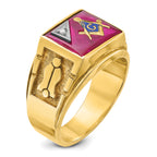 14k Two-tone Men's Polished and Textured Blue Lodge Master Masonic Ring Mounting, Mounting Only - Sophia Jewelers