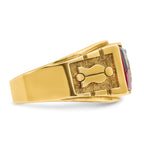 14k Two-tone Men's Polished and Textured Blue Lodge Master Masonic Ring Mounting, Mounting Only - Sophia Jewelers