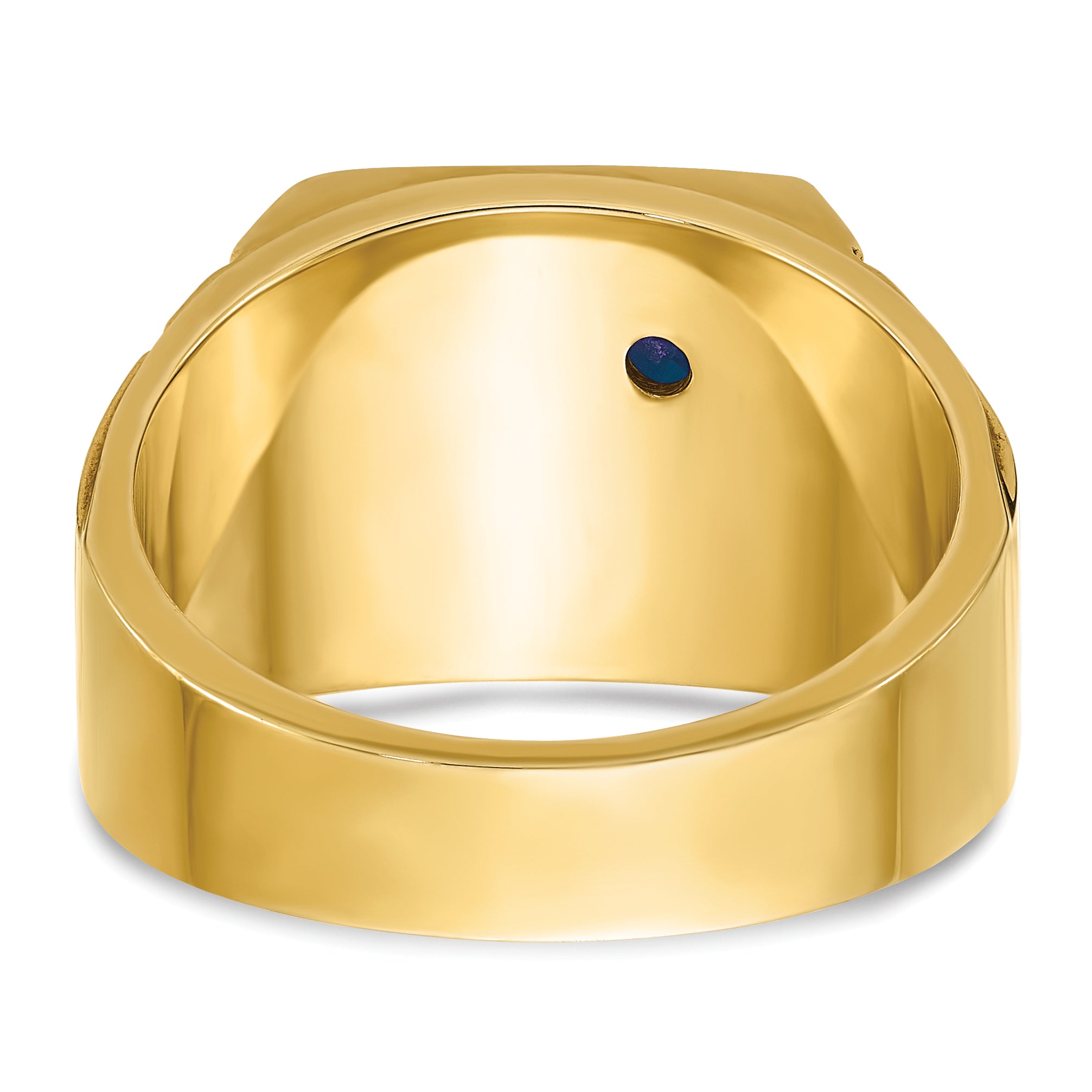 14k Two-tone Men's Polished and Textured with Lab Created Sapphire and Diamond Blue Lodge Master Masonic Ring