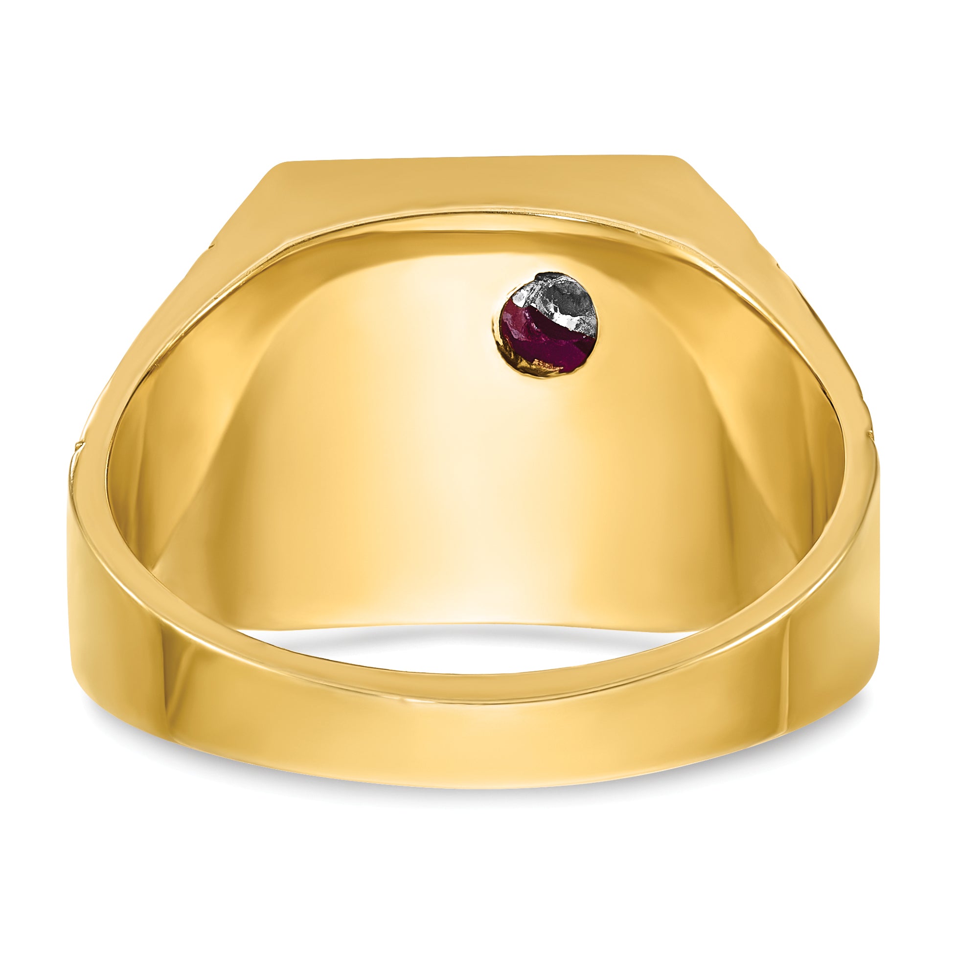 10k Two-tone Men's Polished and Textured with Lab Created Ruby and Diamond Blue Lodge Master Masonic Ring