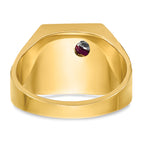10k Two-tone Men's Polished and Textured with Lab Created Ruby and Diamond Blue Lodge Master Masonic Ring