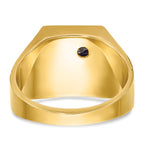 10k Two-tone Men's Polished and Textured with Lab Created Sapphire and Diamond Blue Lodge Master Masonic Ring