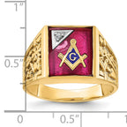 14k Two-tone Men's Polished and Textured Blue Lodge Master Masonic Ring Mounting, Mounting Only - Sophia Jewelers