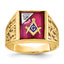 14k Two-tone Men's Polished and Textured with Lab Created Ruby and Diamond Blue Lodge Master Masonic - Sophia Jewelers