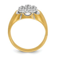 14k Two-tone with White Rhodium Men's Polished Satin and Grooved 1 Carat Lab Grown Diamond Round Cluster Ring - Sophia Jewelers