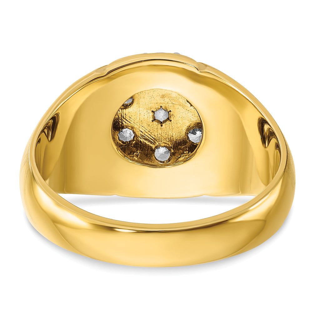 14k Two-tone with White Rhodium Men's Polished Satin and Grooved 1 Carat AA Quality Diamond Round Cl - Sophia Jewelers