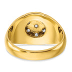 14k Two-tone with White Rhodium Men's Polished Satin and Grooved 1 Carat AA Quality Diamond Round Cl - Sophia Jewelers