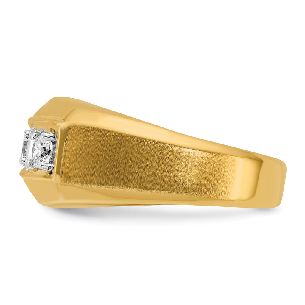 14k Two-tone Men's Polished and Satin 3-Stone 1/2 Carat AA Quality Diamond Ring - Sophia Jewelers