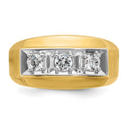 14k Two-tone Men's Polished and Satin 3-Stone 1/2 Carat AA Quality Diamond Ring - Sophia Jewelers