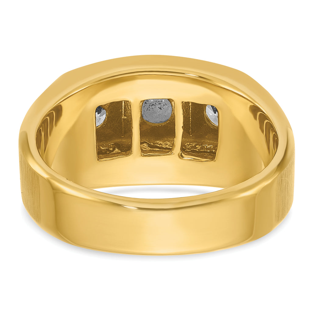 14k Two-tone Men's Polished and Satin 3-Stone 1/2 Carat AA Quality Diamond Ring - Sophia Jewelers