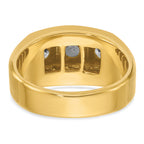 14k Two-tone Mens Polished and Satin 3-Stone Ring Mounting, Mounting Only - Sophia Jewelers