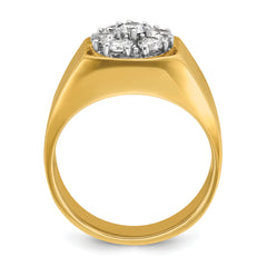10k Two-tone Men's Polished and Satin Round 1 Carat A Quality Diamond Cluster Ring