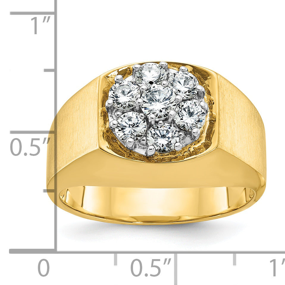 14k Two-tone Men's Polished and Satin Round Cluster Ring Mounting, Mounting Only - Sophia Jewelers