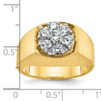 14k Two-tone Men's Polished and Satin Round 1 Carat AA Quality Diamond Cluster Ring - Sophia Jewelers