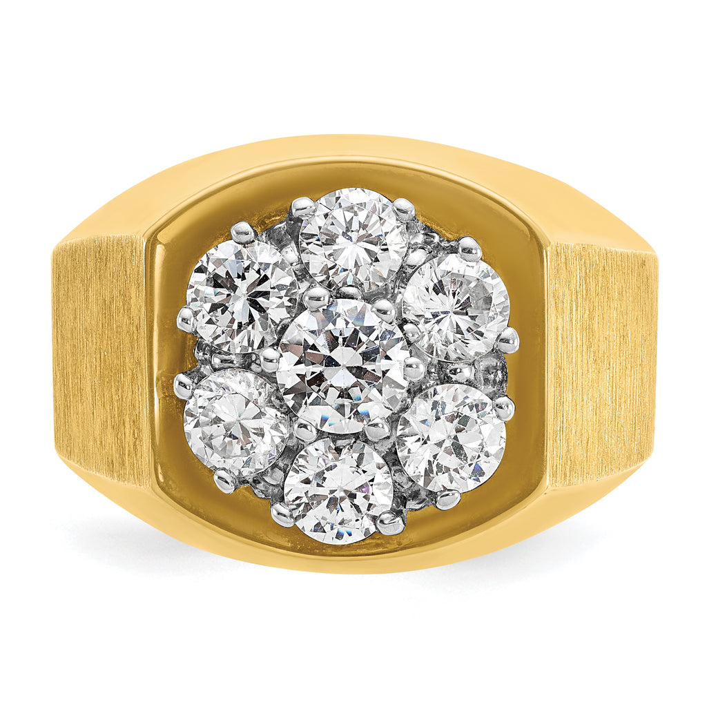 14k Two-tone Men's Polished and Satin Round Cluster Ring Mounting, Mounting Only - Sophia Jewelers