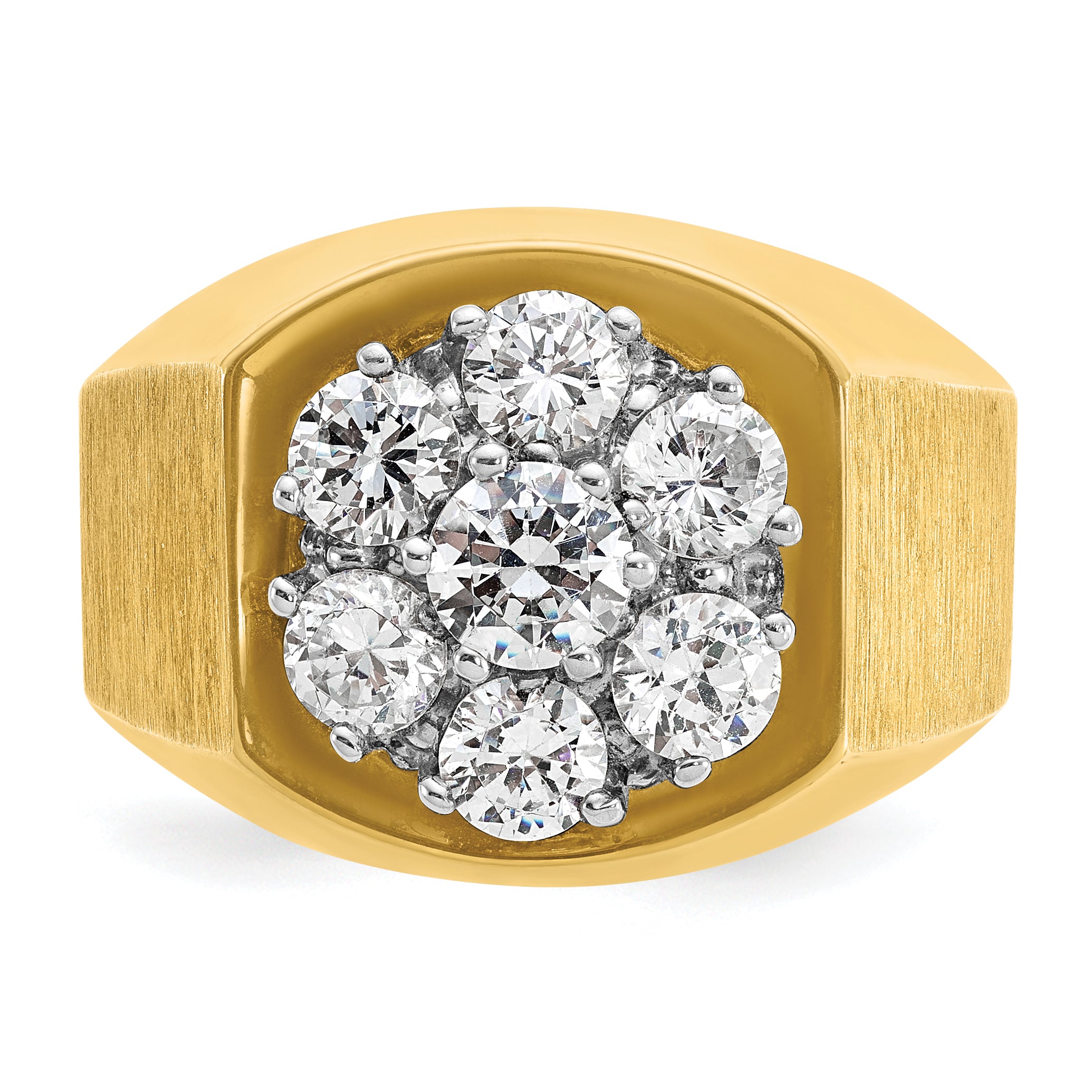 14k Two-tone Men's Polished and Satin Round Cluster Ring Mounting, Mounting Only - Sophia Jewelers