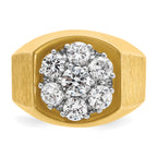 14k Two-tone Men's Polished and Satin Round 2 Carat AA Quality Diamond Cluster Ring - Sophia Jewelers