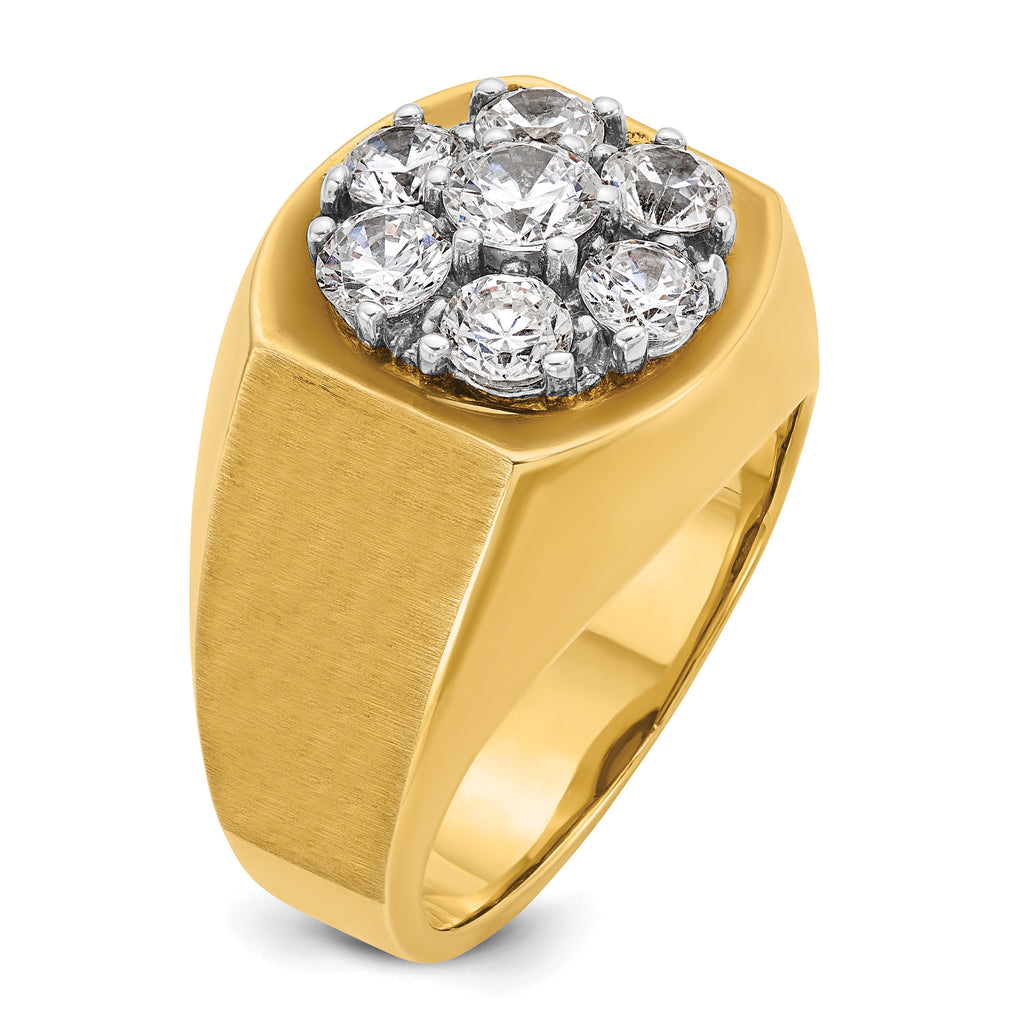 14k Two-tone Men's Polished and Satin Round 2 Carat AA Quality Diamond Cluster Ring - Sophia Jewelers