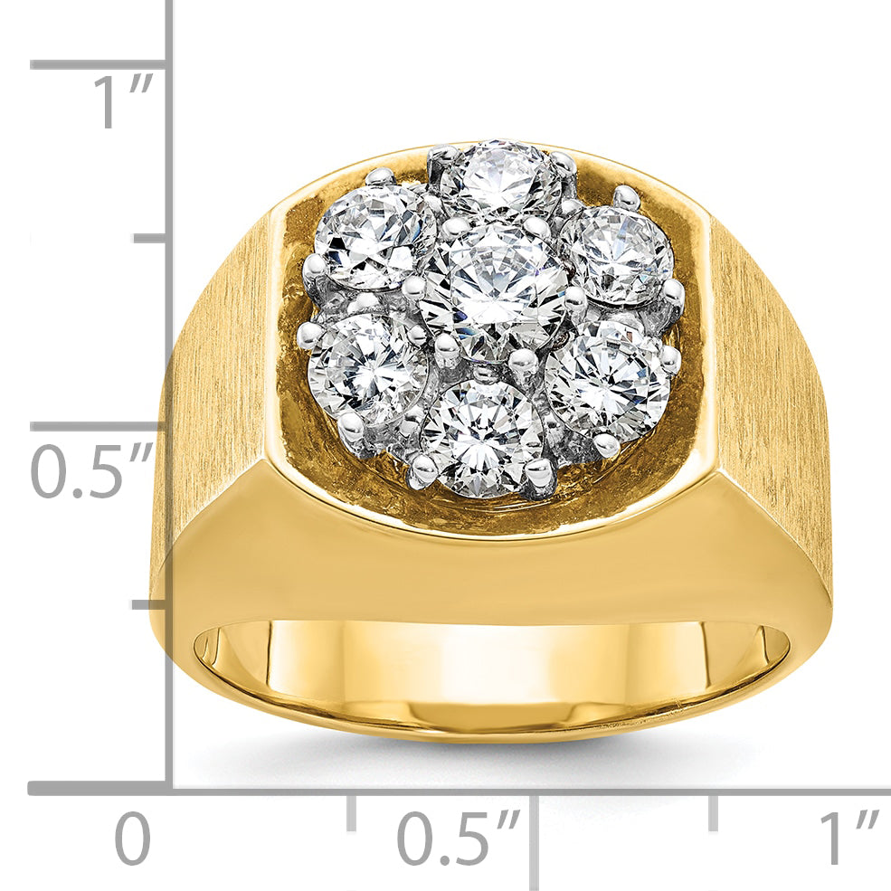 14k Two-tone Men's Polished and Satin Round Cluster Ring Mounting, Mounting Only Secondary image