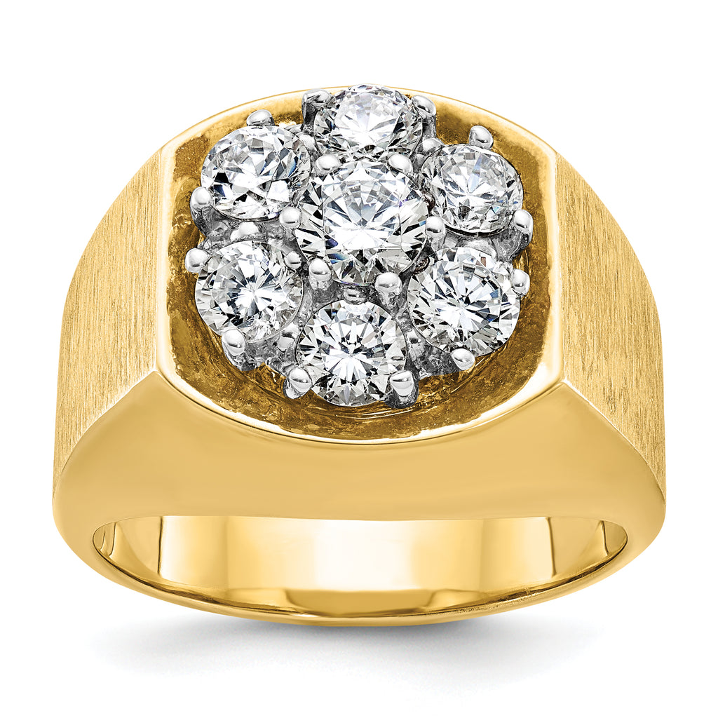 14k Two-tone Men's Polished and Satin Round Cluster Ring Mounting, Mounting Only - Sophia Jewelers