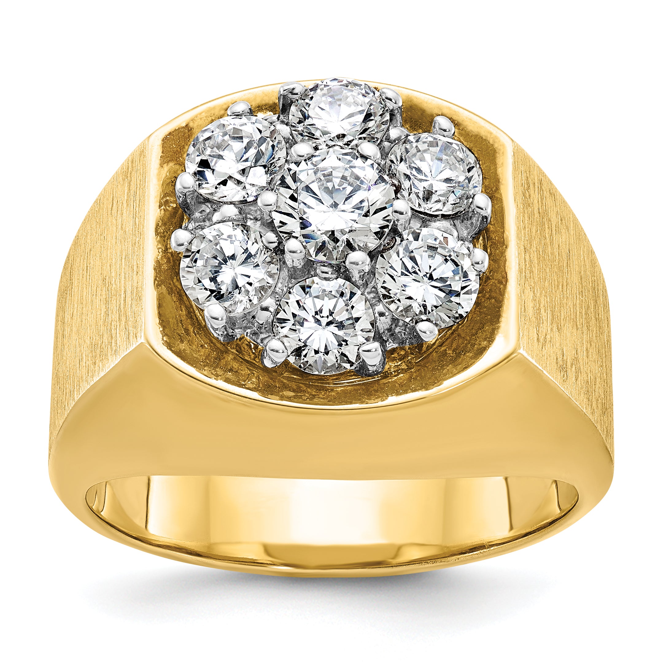 14k Two-tone Men's Polished and Satin Round Cluster Ring Mounting, Mounting Only - Sophia Jewelers
