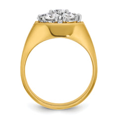 14k Two-tone Men's Polished and Satin Round 1 1/5 Carat Lab Grown Diamond Cluster Ring - Sophia Jewelers