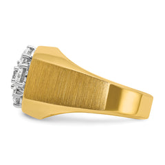 14k Two-tone Men's Polished and Satin Round 1 1/5 Carat Lab Grown Diamond Cluster Ring - Sophia Jewelers