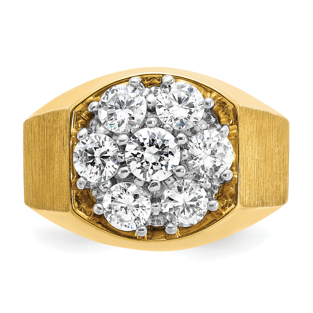 14k Two-tone Men's Polished and Satin Round Cluster Ring Mounting, Mounting Only - Sophia Jewelers