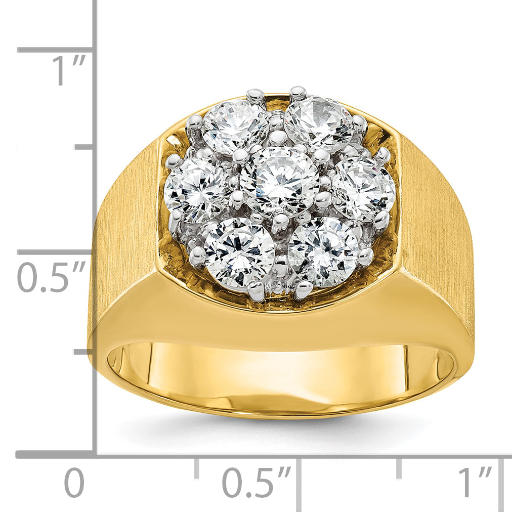 14k Two-tone Men's Polished and Satin Round Cluster Ring Mounting, Mounting Only - Sophia Jewelers