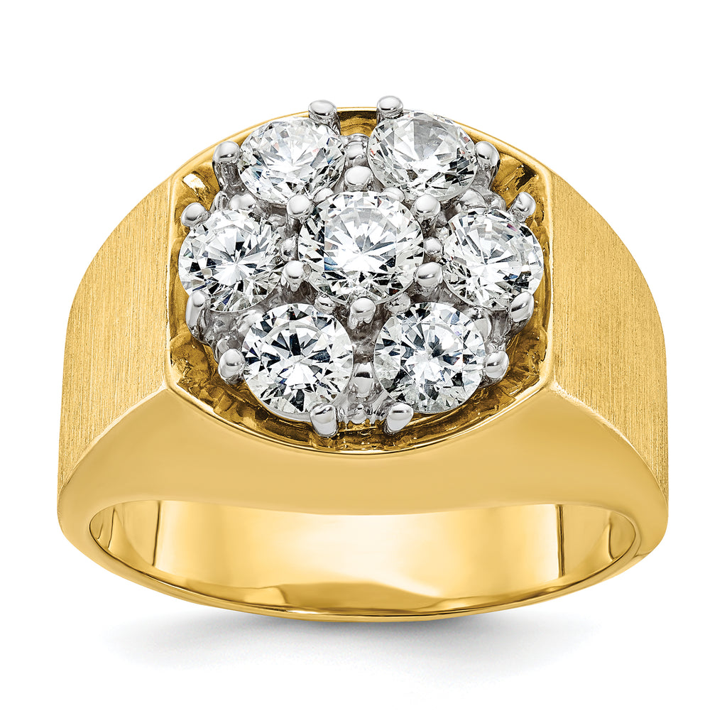14k Two-tone Mens Polished and Satin Round 1.5 Carat AA Quality Diamond Cluster Ring - Sophia Jewelers